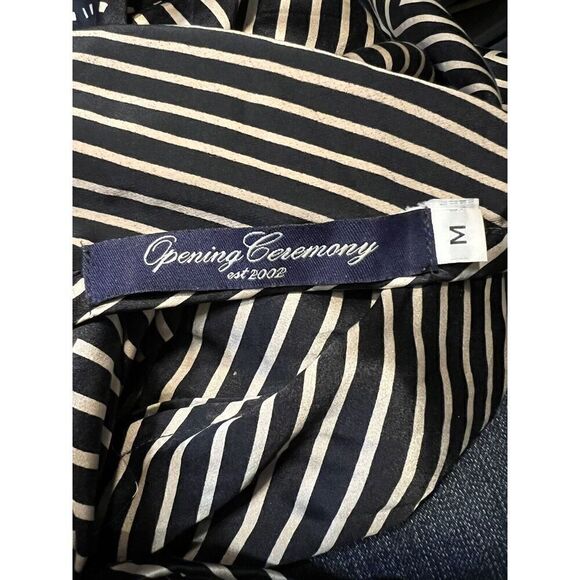 Opening Ceremony Medium Open Back Mini Dress Black Cream Silky Cap Sleeves - Picture 5 of 7